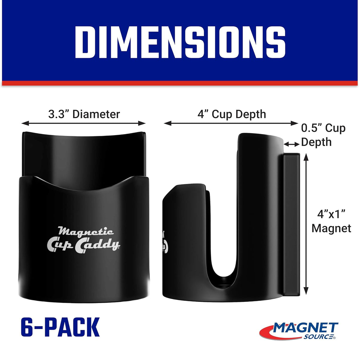 Magnetic Cup Holder - Caddy for Bottles, Glasses, and Cans - Fits on Fridge, Lawnmower, Forklift, Cart, or Ladder - Heavy-Duty Magnet