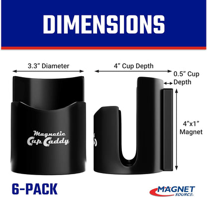 Magnetic Cup Holder - Caddy for Bottles, Glasses, and Cans - Fits on Fridge, Lawnmower, Forklift, Cart, or Ladder - Heavy-Duty Magnet