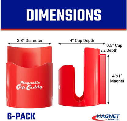 Magnetic Cup Holder - Caddy for Bottles, Glasses, and Cans - Fits on Fridge, Lawnmower, Forklift, Cart, or Ladder - Heavy-Duty Magnet