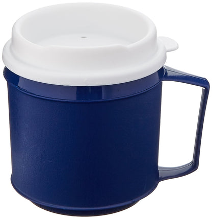 Insulated Mug with Tumbler Lid, Durable Container for Hot and Cold Liquid Beverages, Tea, Smoothies, 8 oz Blue Travel Coffee Cup with Lid for Elderly, Disabled, Handicapped, Weak Grip