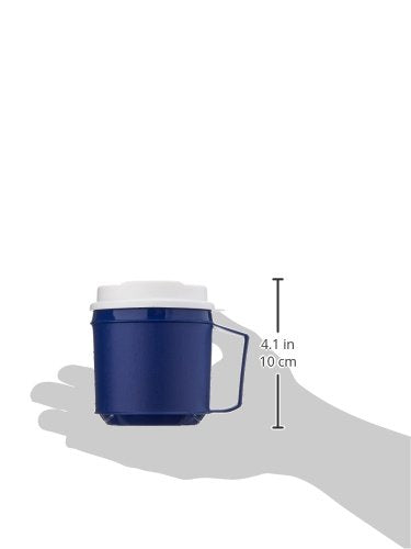 Insulated Mug with Tumbler Lid, Durable Container for Hot and Cold Liquid Beverages, Tea, Smoothies, 8 oz Blue Travel Coffee Cup with Lid for Elderly, Disabled, Handicapped, Weak Grip