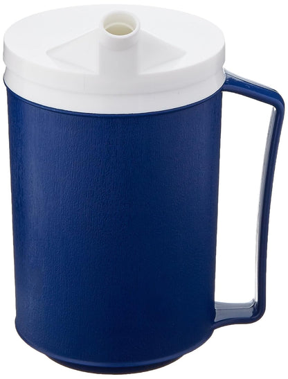 Insulated Mug with Tumbler Lid, Durable Container for Hot and Cold Liquid Beverages, Tea, Smoothies, 8 oz Blue Travel Coffee Cup with Lid for Elderly, Disabled, Handicapped, Weak Grip