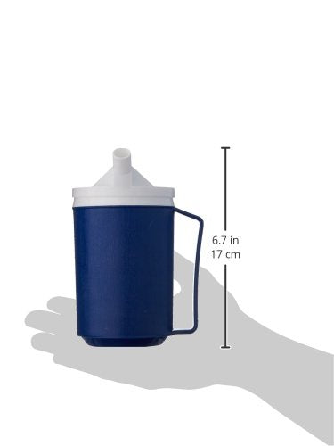 Insulated Mug with Tumbler Lid, Durable Container for Hot and Cold Liquid Beverages, Tea, Smoothies, 8 oz Blue Travel Coffee Cup with Lid for Elderly, Disabled, Handicapped, Weak Grip