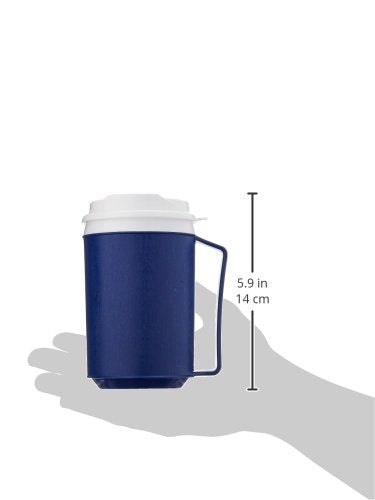 Insulated Mug with Tumbler Lid, Durable Container for Hot and Cold Liquid Beverages, Tea, Smoothies, 8 oz Blue Travel Coffee Cup with Lid for Elderly, Disabled, Handicapped, Weak Grip