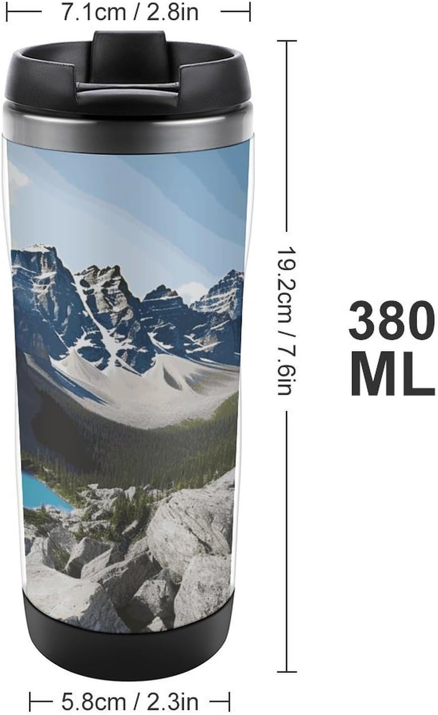 Mountains Travel Mugs Reusable Leak-Proof Car Cup Stainless Steel Inner Liner Tumbler Fashion Double-Layer Insulated Coffee Mug for Camping Office Vehicles
