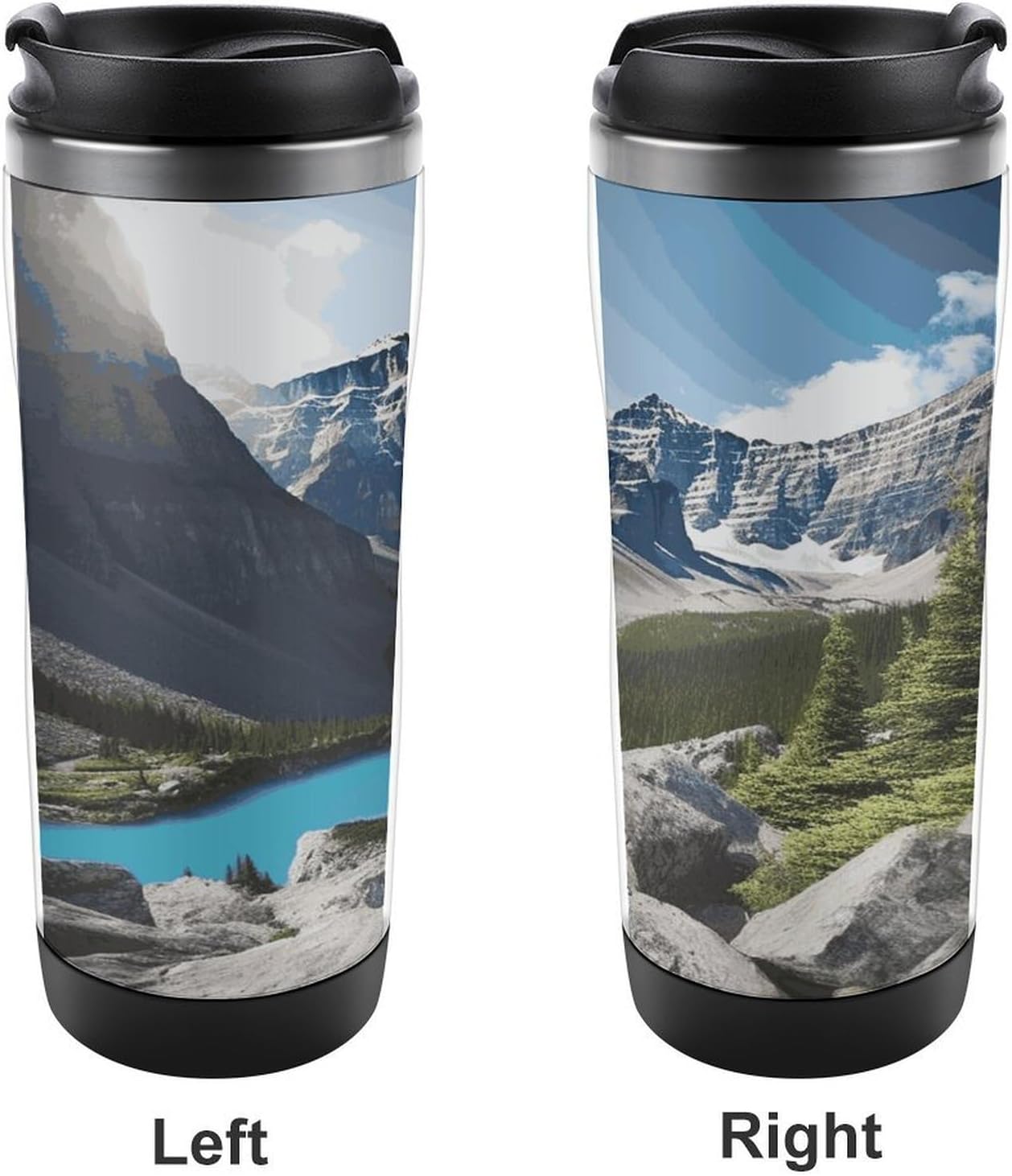Mountains Travel Mugs Reusable Leak-Proof Car Cup Stainless Steel Inner Liner Tumbler Fashion Double-Layer Insulated Coffee Mug for Camping Office Vehicles