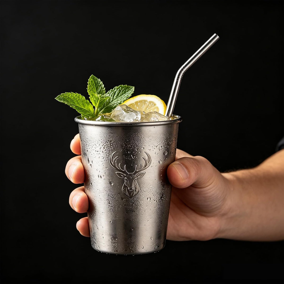 12 Pack Reusable Stainless Steel Metal Straws, 3 Straight + 3 Bent 10.5 Inch and 3 Straight + 3 Bent 8.5 Inch Metal Straws for 20 24 30 oz Tumblers Dishwasher Safe - 2 Cleaning Brushes Included