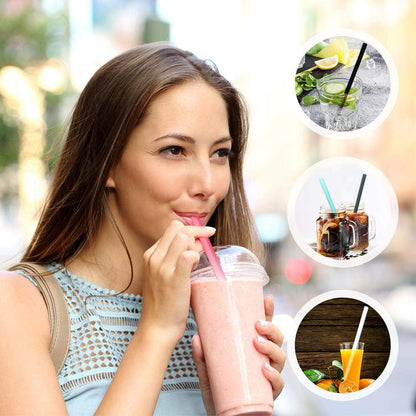 Silicone Straws Set of 10 Straight Smoothies Straws Large Silicon Reusable Drinking Straws with Cleaning Brushes Extra Long for 20oz and 30oz Tumbler - Flexible