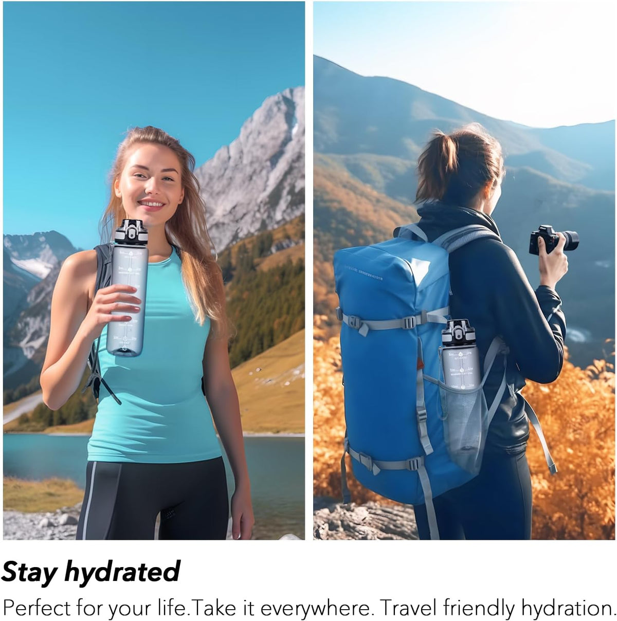32oz Water Bottle with Time Marker, Motivational Drinking Bottle with Strap, BPA-Free Leak-Proof, Encouraging Water Bottle Time to Drink Water for Gym School Office Travel