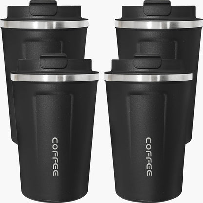 4 Pack Travel Coffee Mug 17oz Insulated Coffee Cup with Lid, Reusable Thermal Coffee Cup Stainless Steel Coffee Tumbler to Keep Hot & Cold Drinks for Car, Daily, Travel and Gifts, Multicolor