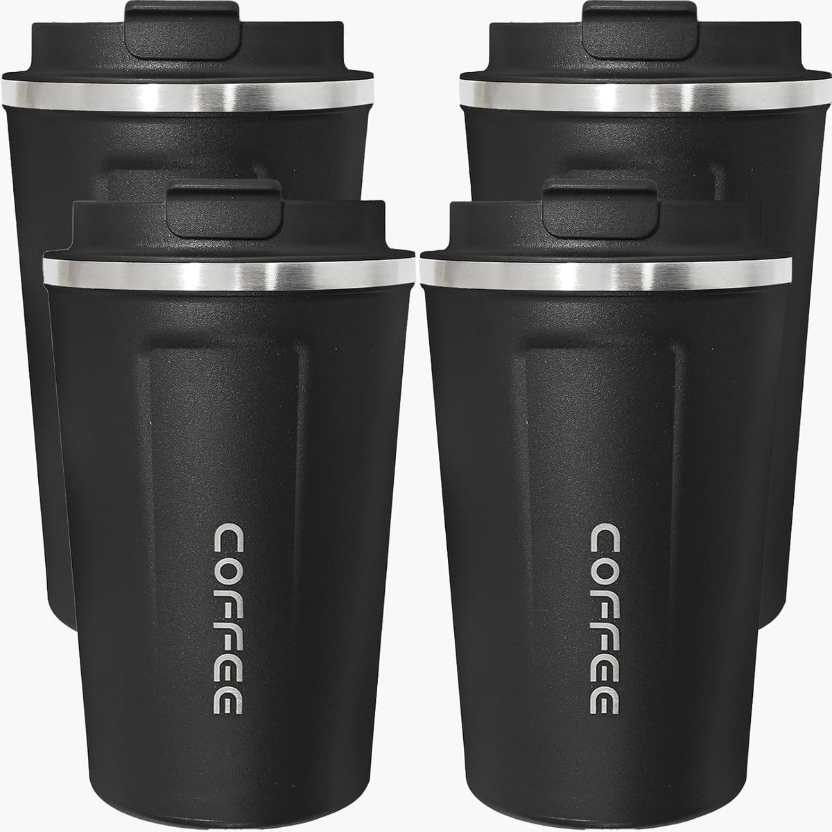 4 Pack Travel Coffee Mug 17oz Insulated Coffee Cup with Lid, Reusable Thermal Coffee Cup Stainless Steel Coffee Tumbler to Keep Hot & Cold Drinks for Car, Daily, Travel and Gifts, Multicolor