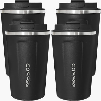 4 Pack Travel Coffee Mug 17oz Insulated Coffee Cup with Lid, Reusable Thermal Coffee Cup Stainless Steel Coffee Tumbler to Keep Hot & Cold Drinks for Car, Daily, Travel and Gifts, Multicolor