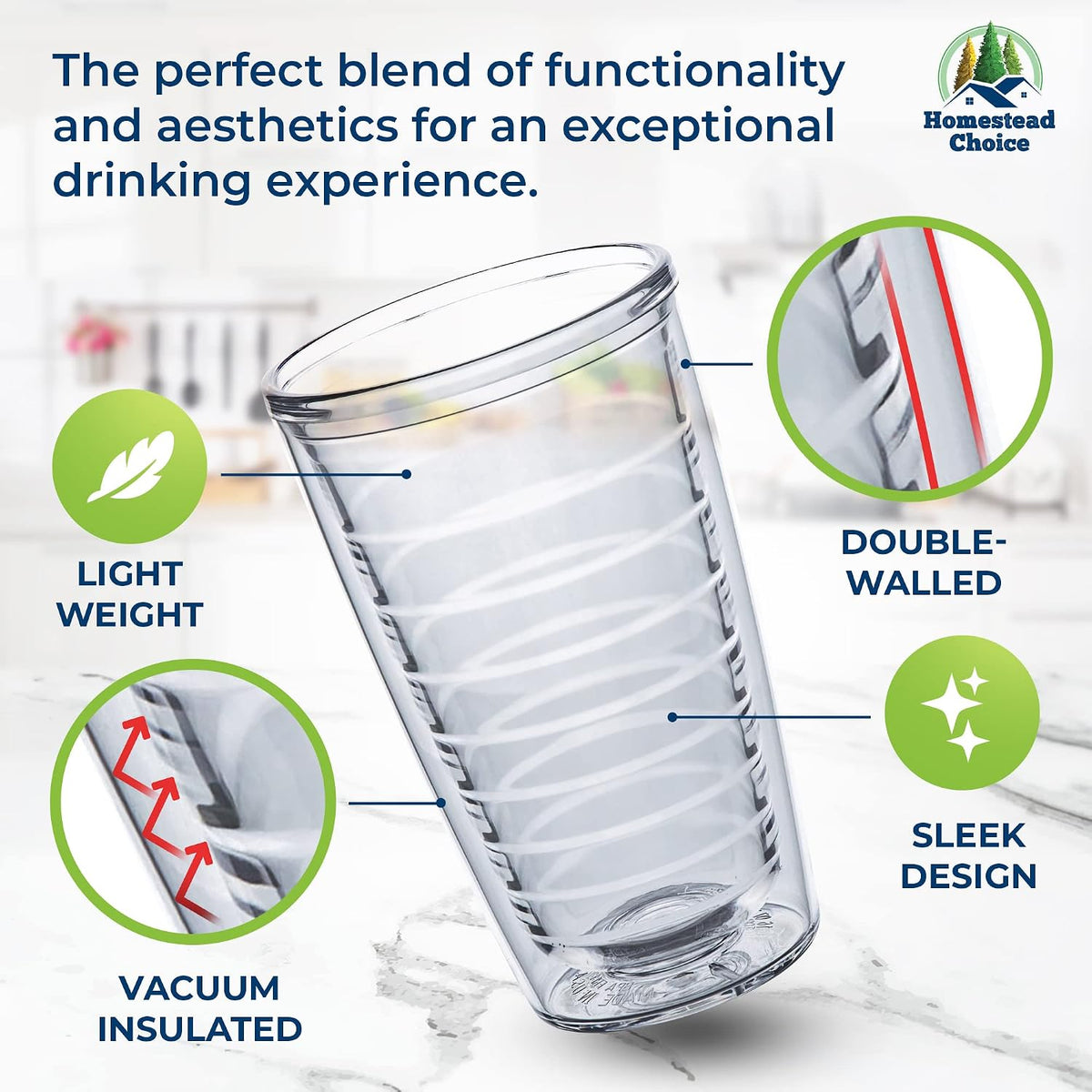 Insulated Tumblers Plastic 16oz - Keeps Drinks Cold & Hot