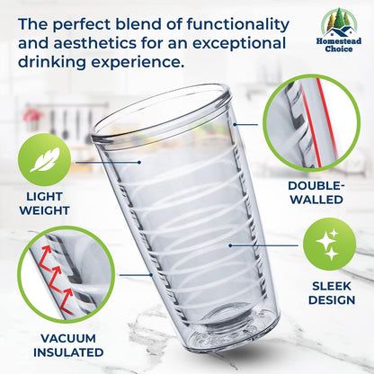 Insulated Tumblers Plastic 16oz - Keeps Drinks Cold & Hot