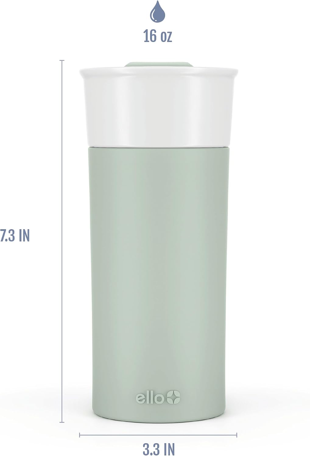 Ogden Ceramic Travel Mug with Splash-Resistant Slider Lid and Protective Silicone Boot, Perfect for Coffee or Tea, BPA Free, Dishwasher Safe, Gray, 16 oz, 758-0438-040