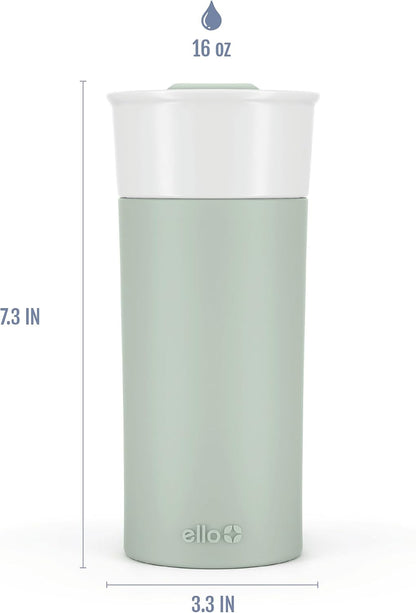 Ogden Ceramic Travel Mug with Splash-Resistant Slider Lid and Protective Silicone Boot, Perfect for Coffee or Tea, BPA Free, Dishwasher Safe, Gray, 16 oz, 758-0438-040