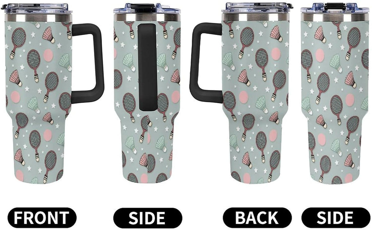 Leakproof Tumbler Vacuum Sealed Car Holder Friendly For Travel Simple Minimalist White Poppy Flower Pattern Coffee Mug Light Rose Red-style-27 - Colors C
