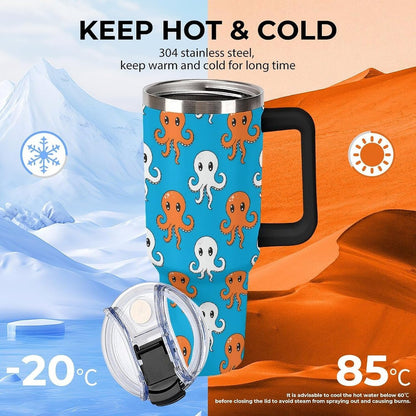 Leakproof Tumbler Vacuum Sealed Car Holder Friendly For Travel Simple Minimalist White Poppy Flower Pattern Coffee Mug Light Rose Red-style-27 - Colors C