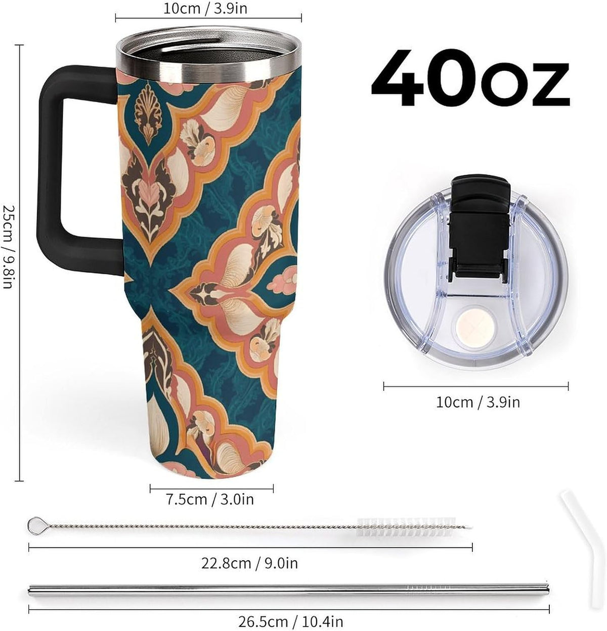 Leakproof Tumbler Vacuum Sealed Car Holder Friendly For Travel Simple Minimalist White Poppy Flower Pattern Coffee Mug Light Rose Red-style-27 - Colors C