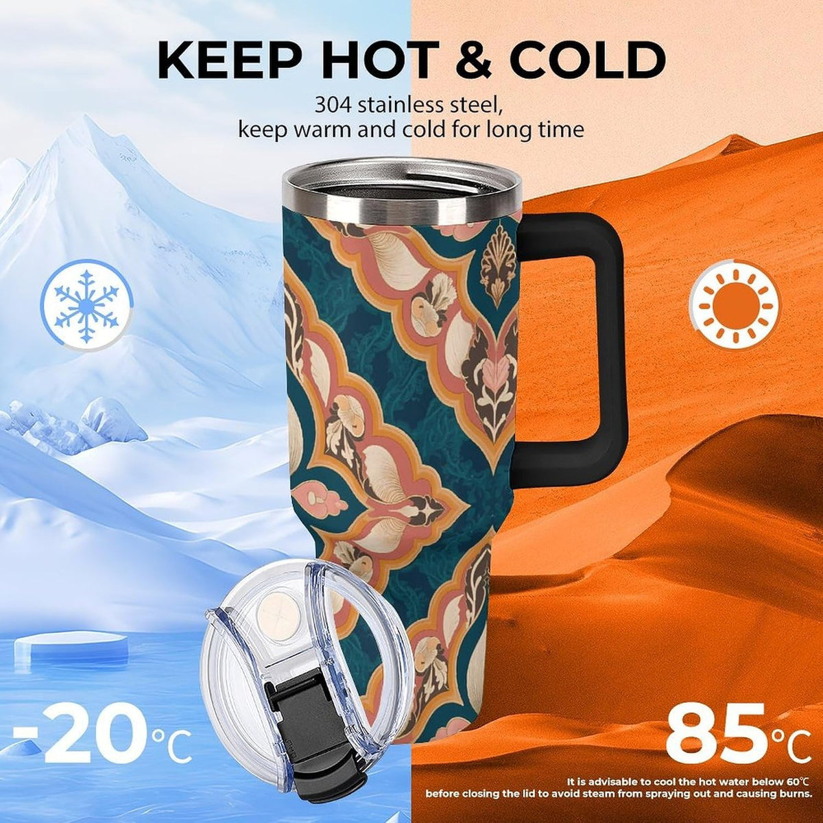Leakproof Tumbler Vacuum Sealed Car Holder Friendly For Travel Simple Minimalist White Poppy Flower Pattern Coffee Mug Light Rose Red-style-27 - Colors C