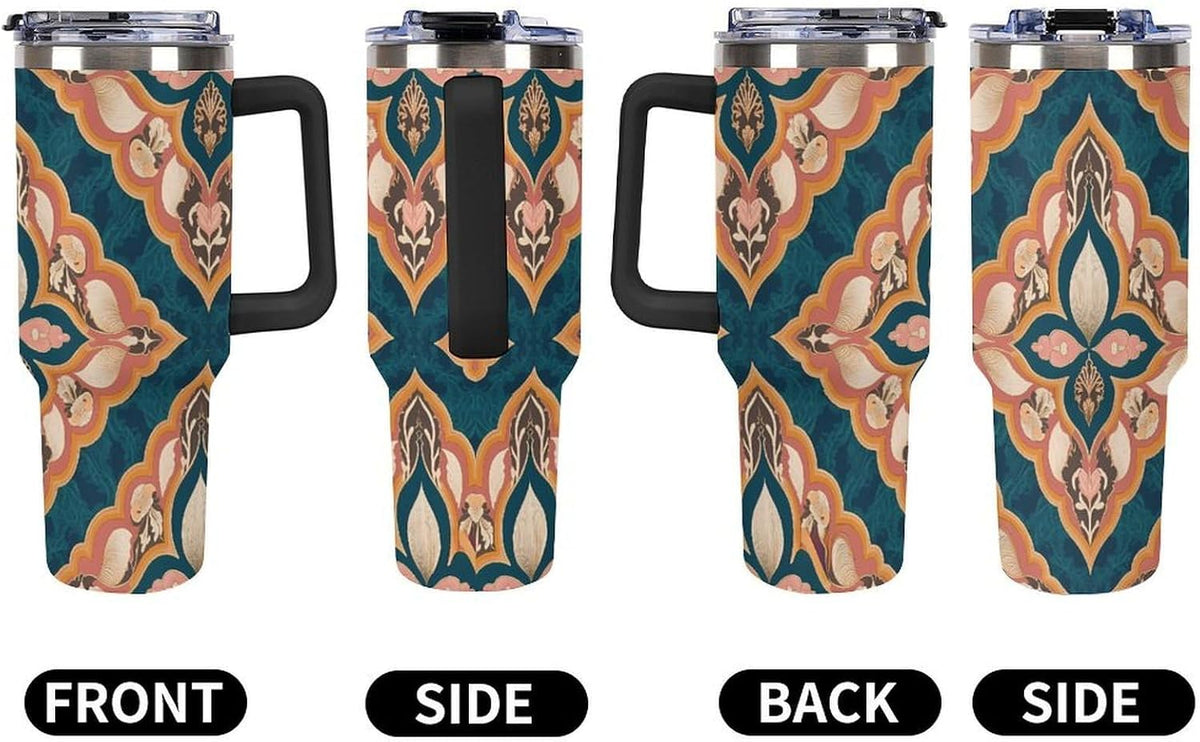 Leakproof Tumbler Vacuum Sealed Car Holder Friendly For Travel Simple Minimalist White Poppy Flower Pattern Coffee Mug Light Rose Red-style-27 - Colors C
