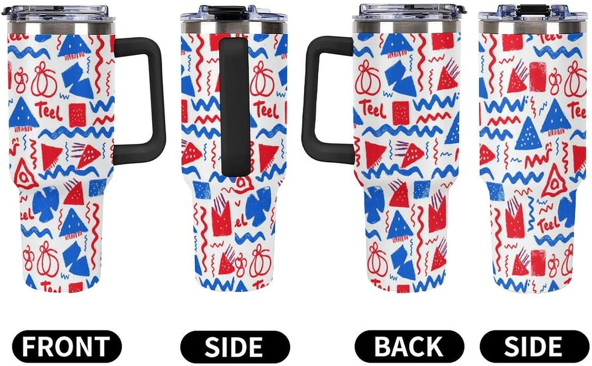 Leakproof Tumbler Vacuum Sealed Car Holder Friendly For Travel Simple Minimalist White Poppy Flower Pattern Coffee Mug Light Rose Red-style-27 - Colors C