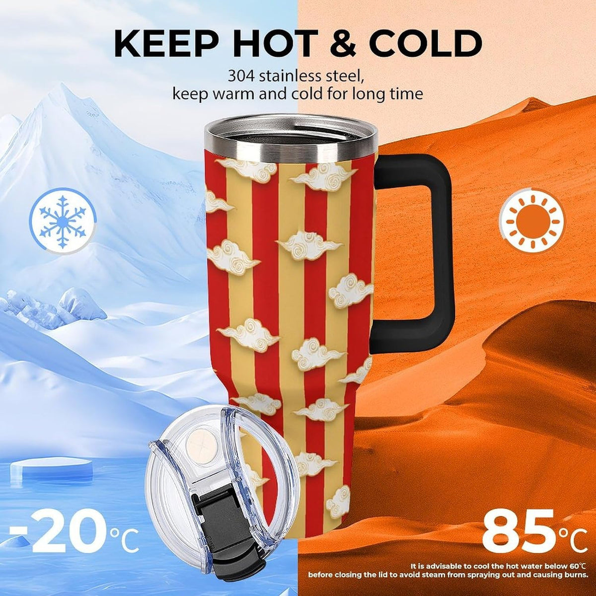 Leakproof Tumbler Vacuum Sealed Car Holder Friendly For Travel Simple Minimalist White Poppy Flower Pattern Coffee Mug Light Rose Red-style-27 - Colors C