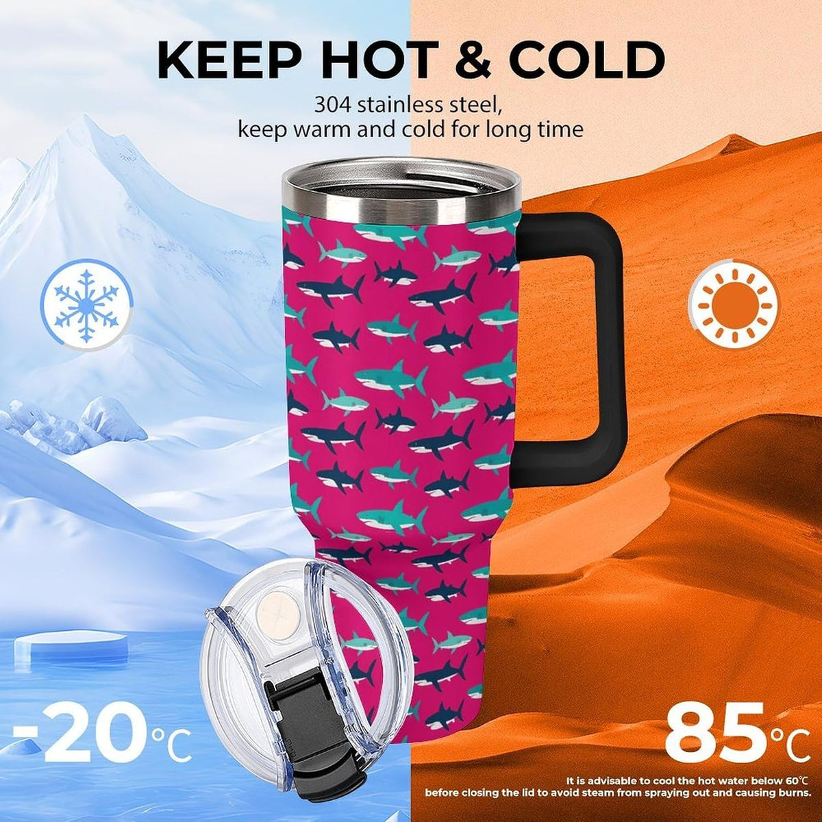 Leakproof Tumbler Vacuum Sealed Car Holder Friendly For Travel Simple Minimalist White Poppy Flower Pattern Coffee Mug Light Rose Red-style-27 - Colors C