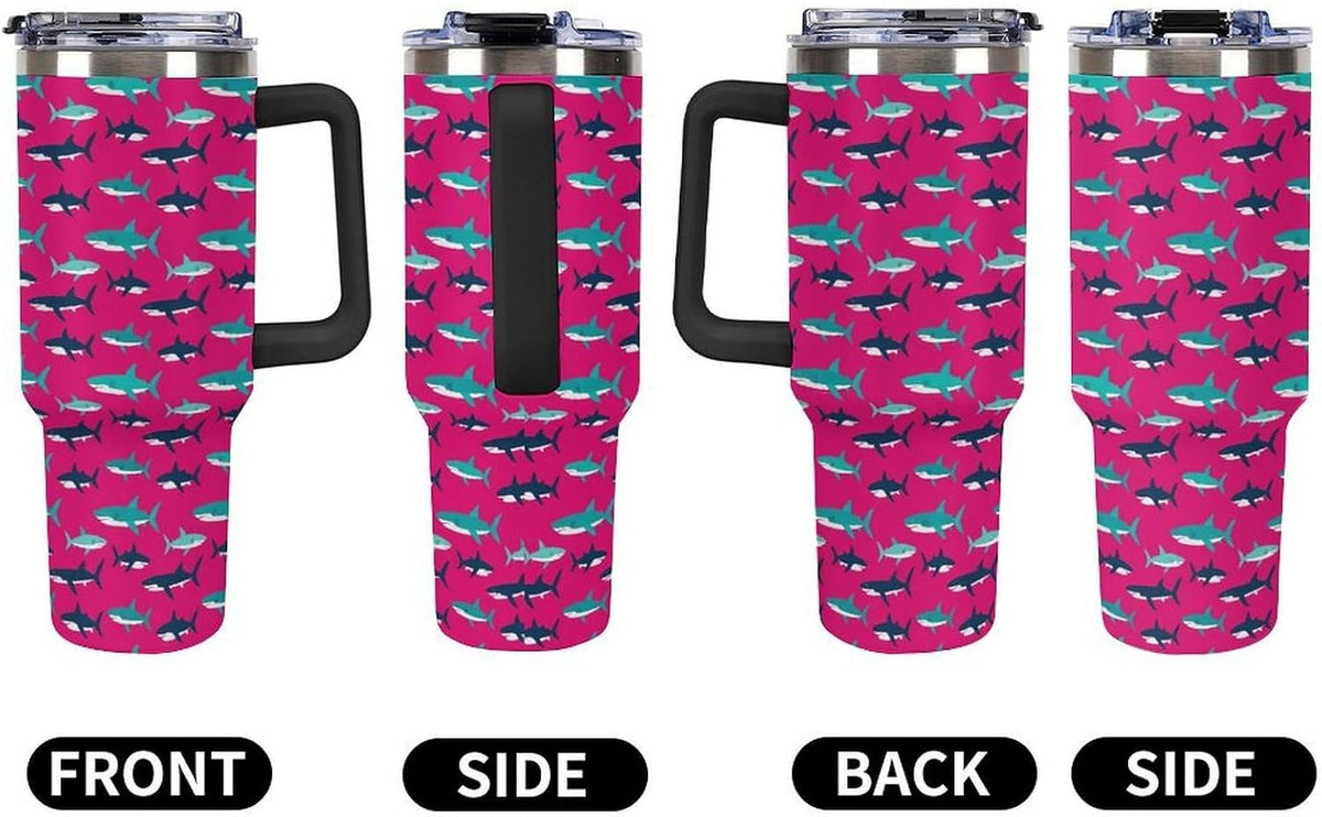 Leakproof Tumbler Vacuum Sealed Car Holder Friendly For Travel Simple Minimalist White Poppy Flower Pattern Coffee Mug Light Rose Red-style-27 - Colors C