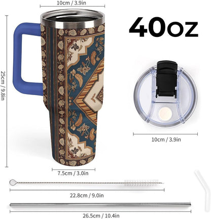 Leakproof Tumbler Vacuum Sealed Car Holder Friendly For Travel Simple Minimalist White Poppy Flower Pattern Coffee Mug Light Rose Red-style-27 - Colors C
