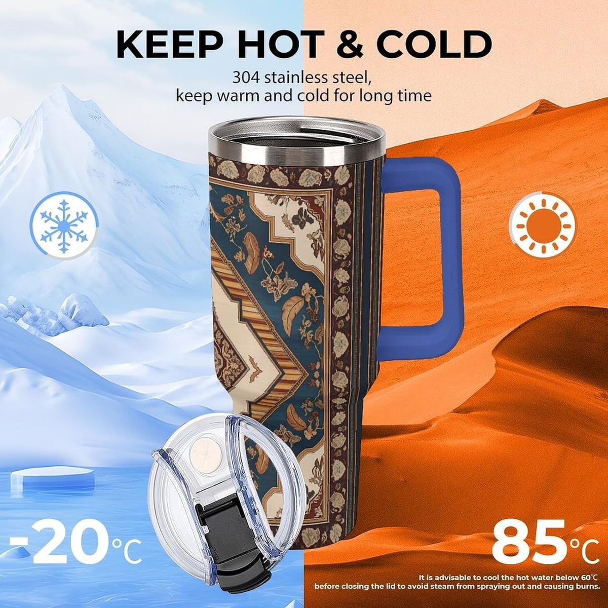 Leakproof Tumbler Vacuum Sealed Car Holder Friendly For Travel Simple Minimalist White Poppy Flower Pattern Coffee Mug Light Rose Red-style-27 - Colors C