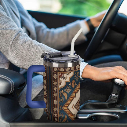 Leakproof Tumbler Vacuum Sealed Car Holder Friendly For Travel Simple Minimalist White Poppy Flower Pattern Coffee Mug Light Rose Red-style-27 - Colors C