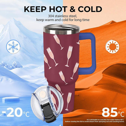 Leakproof Tumbler Vacuum Sealed Car Holder Friendly For Travel Simple Minimalist White Poppy Flower Pattern Coffee Mug Light Rose Red-style-27 - Colors C