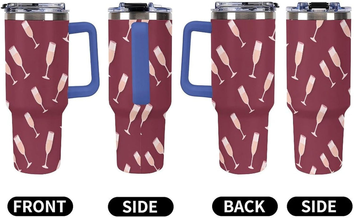Leakproof Tumbler Vacuum Sealed Car Holder Friendly For Travel Simple Minimalist White Poppy Flower Pattern Coffee Mug Light Rose Red-style-27 - Colors C