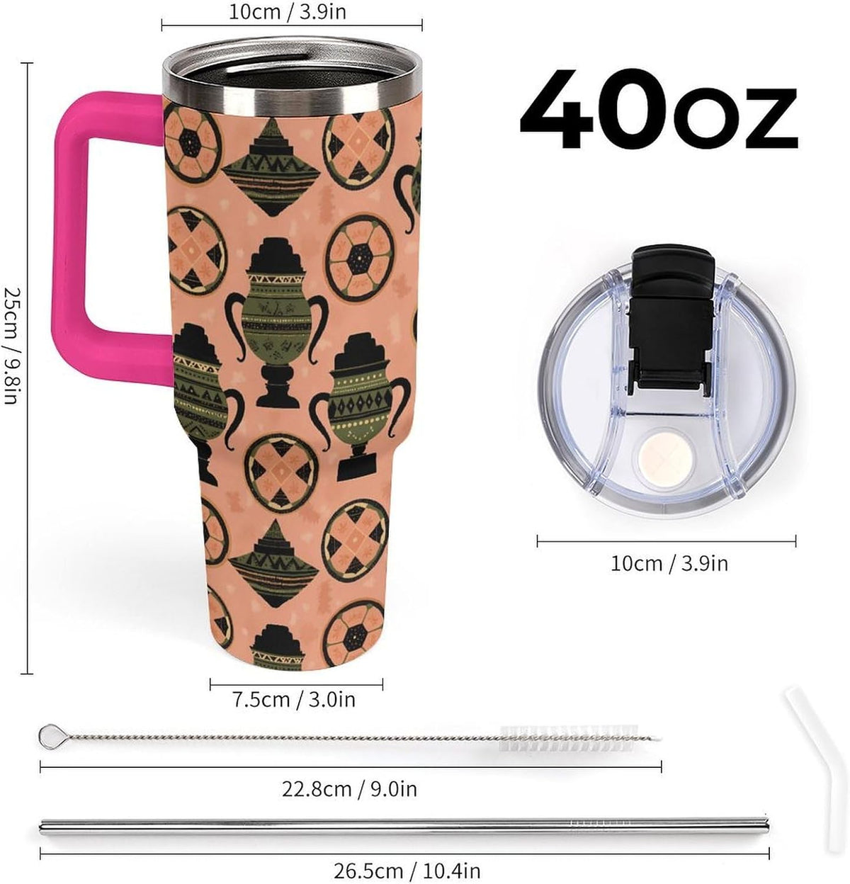 Leakproof Tumbler Vacuum Sealed Car Holder Friendly For Travel Simple Minimalist White Poppy Flower Pattern Coffee Mug Light Rose Red-style-27 - Colors C