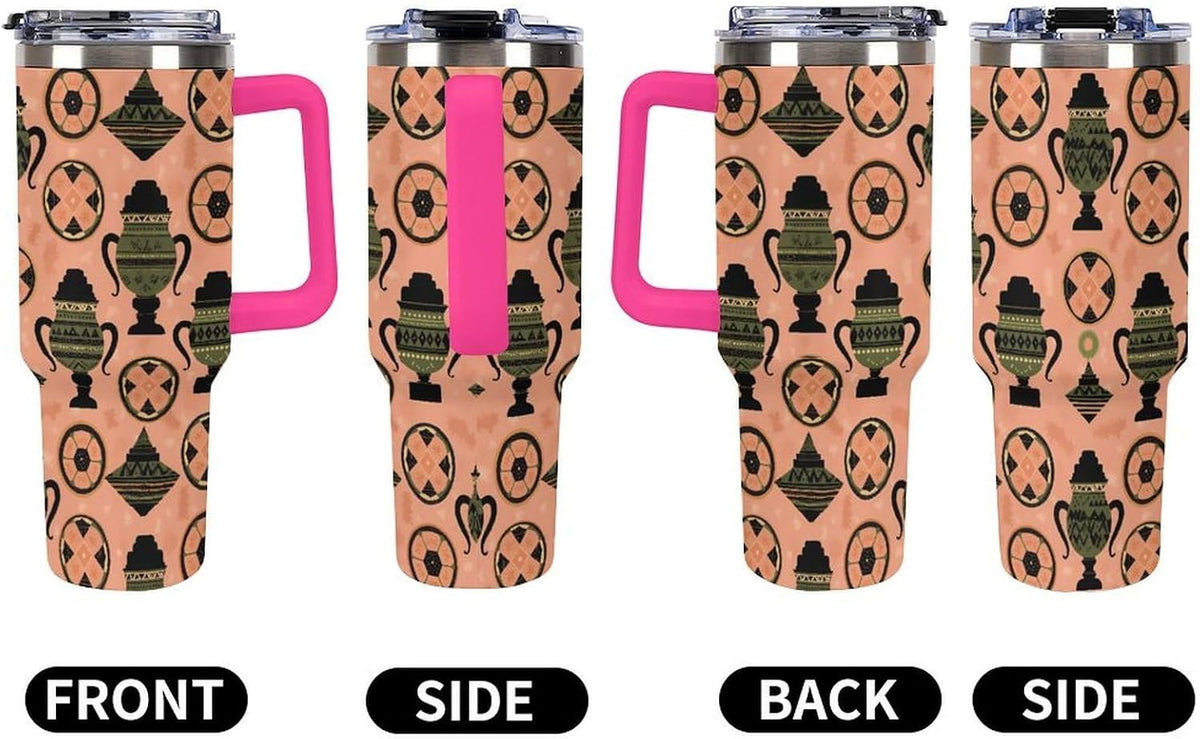 Leakproof Tumbler Vacuum Sealed Car Holder Friendly For Travel Simple Minimalist White Poppy Flower Pattern Coffee Mug Light Rose Red-style-27 - Colors C
