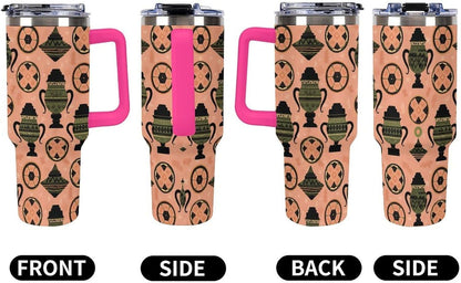 Leakproof Tumbler Vacuum Sealed Car Holder Friendly For Travel Simple Minimalist White Poppy Flower Pattern Coffee Mug Light Rose Red-style-27 - Colors C