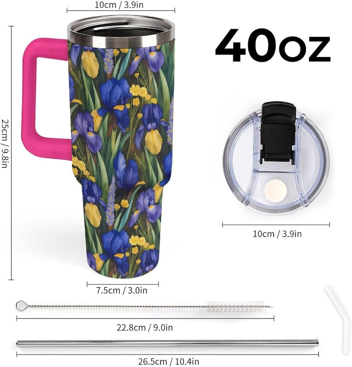 Leakproof Tumbler Vacuum Sealed Car Holder Friendly For Travel Simple Minimalist White Poppy Flower Pattern Coffee Mug Light Rose Red-style-27 - Colors C
