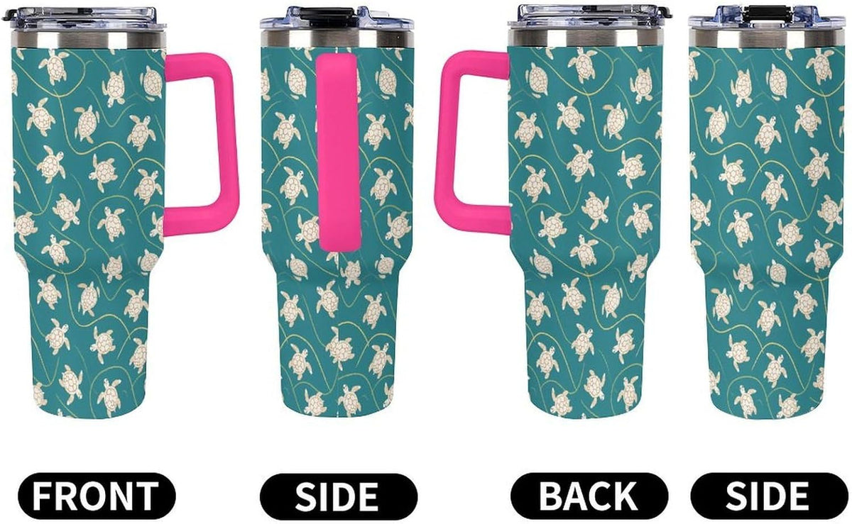 Leakproof Tumbler Vacuum Sealed Car Holder Friendly For Travel Simple Minimalist White Poppy Flower Pattern Coffee Mug Light Rose Red-style-27 - Colors C