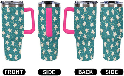 Leakproof Tumbler Vacuum Sealed Car Holder Friendly For Travel Simple Minimalist White Poppy Flower Pattern Coffee Mug Light Rose Red-style-27 - Colors C