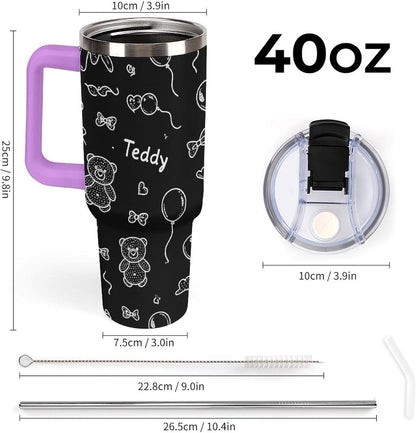 Leakproof Tumbler Vacuum Sealed Car Holder Friendly For Travel Simple Minimalist White Poppy Flower Pattern Coffee Mug Light Rose Red-style-27 - Colors C