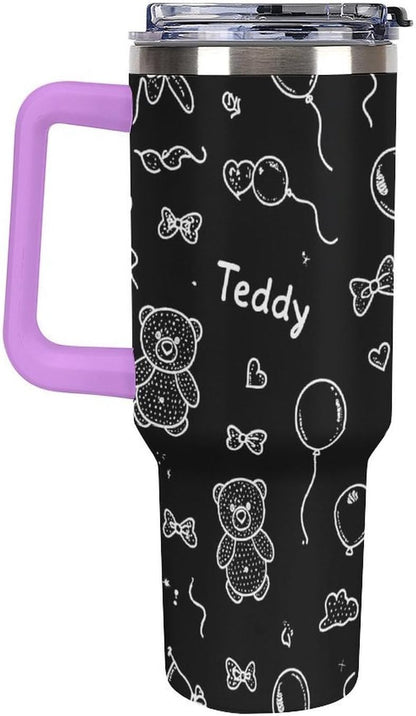 Leakproof Tumbler Vacuum Sealed Car Holder Friendly For Travel Simple Minimalist White Poppy Flower Pattern Coffee Mug Light Rose Red-style-27 - Colors C