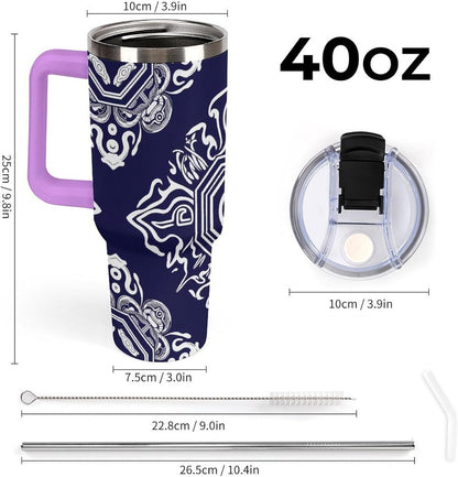 Leakproof Tumbler Vacuum Sealed Car Holder Friendly For Travel Simple Minimalist White Poppy Flower Pattern Coffee Mug Light Rose Red-style-27 - Colors C