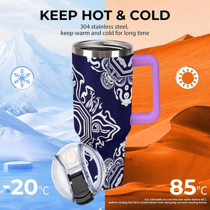 Leakproof Tumbler Vacuum Sealed Car Holder Friendly For Travel Simple Minimalist White Poppy Flower Pattern Coffee Mug Light Rose Red-style-27 - Colors C