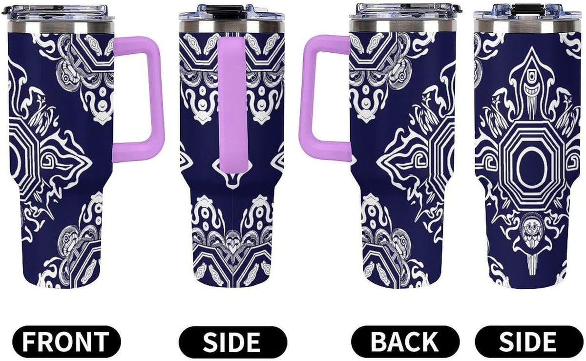 Leakproof Tumbler Vacuum Sealed Car Holder Friendly For Travel Simple Minimalist White Poppy Flower Pattern Coffee Mug Light Rose Red-style-27 - Colors C