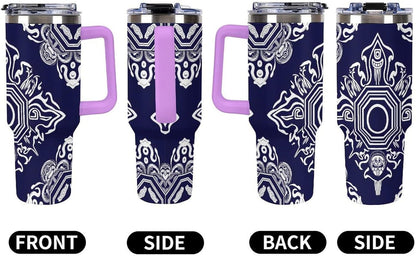 Leakproof Tumbler Vacuum Sealed Car Holder Friendly For Travel Simple Minimalist White Poppy Flower Pattern Coffee Mug Light Rose Red-style-27 - Colors C