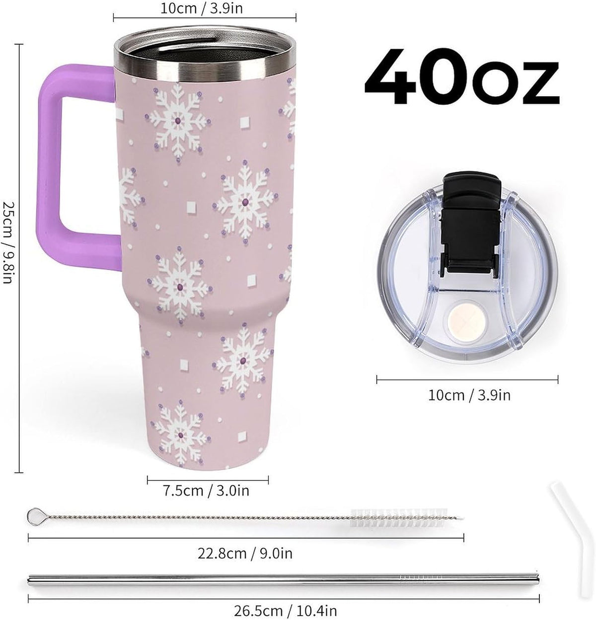 Leakproof Tumbler Vacuum Sealed Car Holder Friendly For Travel Simple Minimalist White Poppy Flower Pattern Coffee Mug Light Rose Red-style-27 - Colors C