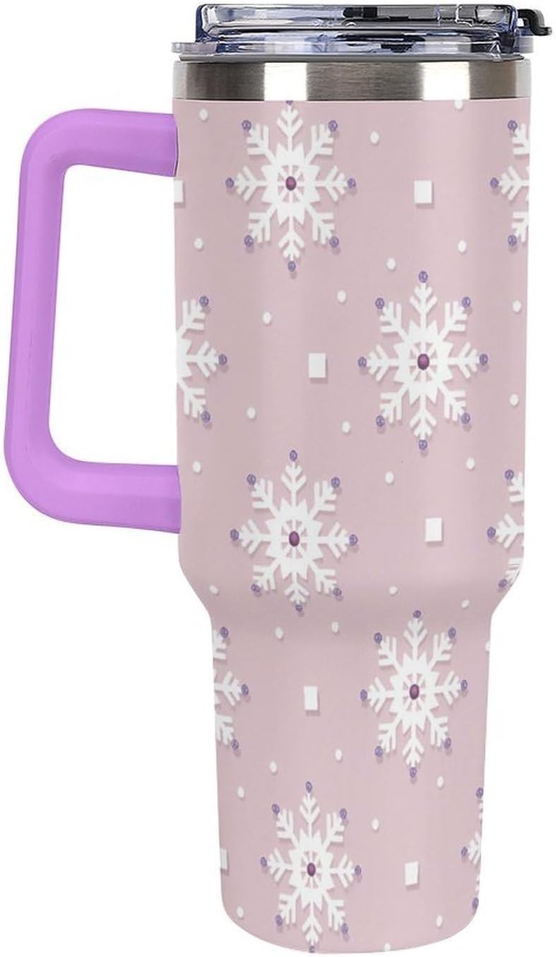 Leakproof Tumbler Vacuum Sealed Car Holder Friendly For Travel Simple Minimalist White Poppy Flower Pattern Coffee Mug Light Rose Red-style-27 - Colors C