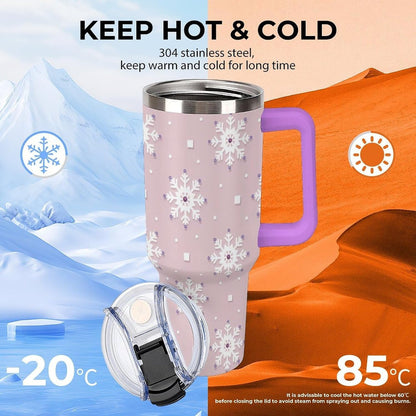 Leakproof Tumbler Vacuum Sealed Car Holder Friendly For Travel Simple Minimalist White Poppy Flower Pattern Coffee Mug Light Rose Red-style-27 - Colors C