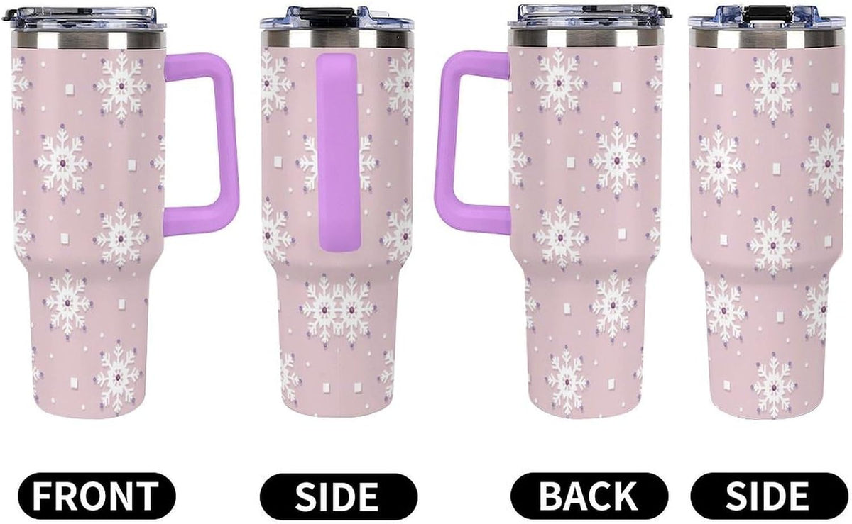 Leakproof Tumbler Vacuum Sealed Car Holder Friendly For Travel Simple Minimalist White Poppy Flower Pattern Coffee Mug Light Rose Red-style-27 - Colors C